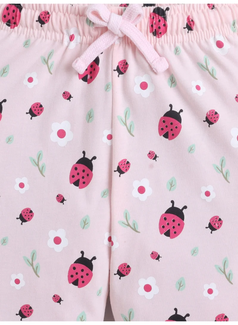 Victor And Jane  Girls Ladybug “ONE” Print Cotton Pajama Set – T-Shirt & Full Pants Nightwear for Women | Best Price UAE